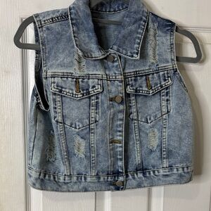 Distressed Denim Vest